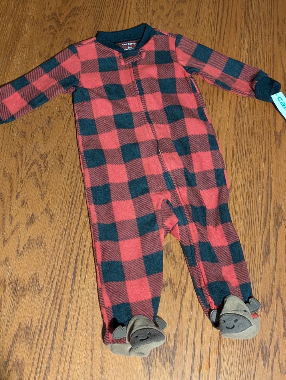 Carter’s 6M Buffalo Plaid Fleece Footed Sleeper NWT